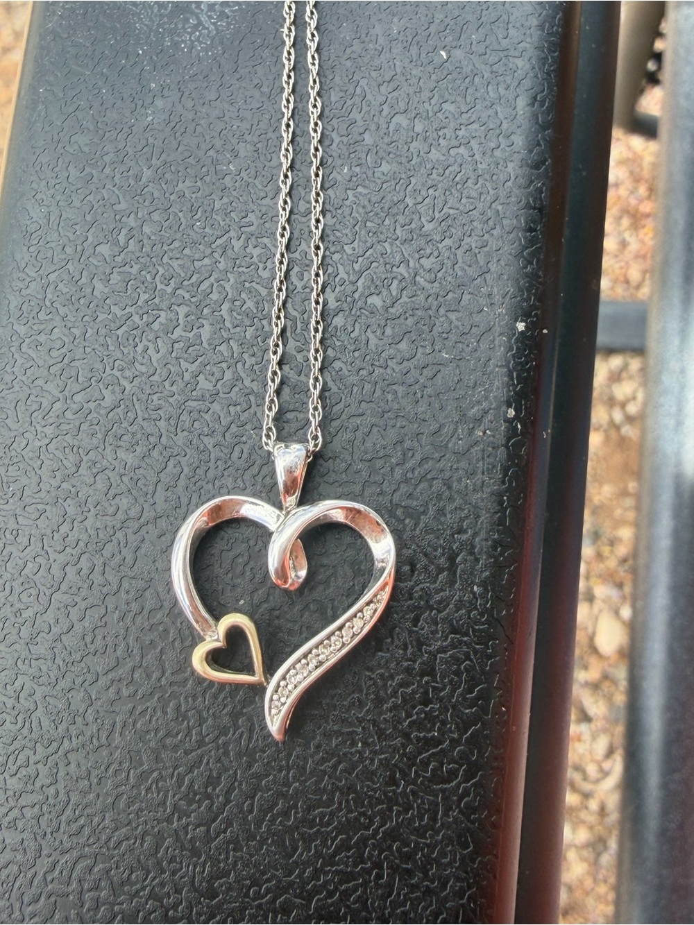 Helzberger Sterling Silver 925 & 10kt Gold Diamond Heart Pendant Necklace 18 429